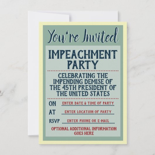 Donald Trump Nope Impeachment Party Kaart (Achterkant)