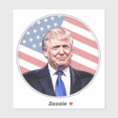 Donald Trump op Amerikaanse vlag Sticker (Vel)