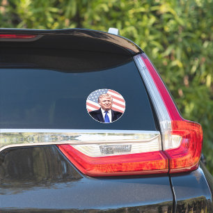 Donald Trump op Amerikaanse vlag Sticker