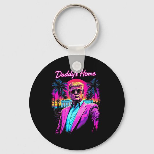 Donald Trump Papa Is Thuis Grappige Meme Kunst Sleutelhanger (Voorkant)