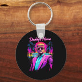 Donald Trump Papa Is Thuis Grappige Meme Kunst Sleutelhanger (Voorkant)