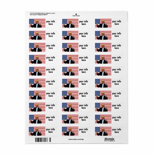 DONALD TRUMP patriottic Return Address Labels (Full Sheet)