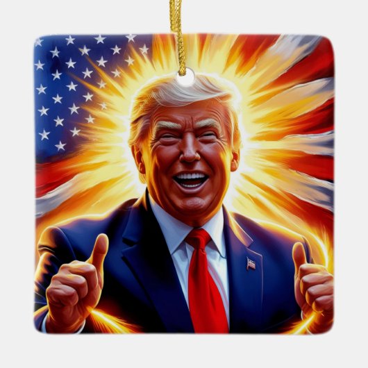 Donald Trump Patriottisch Amerikaans Vlag Ornament (Voorkant)