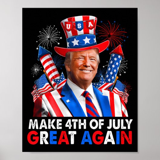 Donald Trump Patriottisch Vuurwerk Maak 4 juli G Poster (Voorkant)