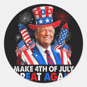 Donald Trump Patriottisch Vuurwerk Maak 4 juli G Ronde Sticker
