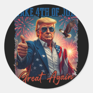 Donald Trump Patriottisch Vuurwerk Maak 4 juli G Ronde Sticker