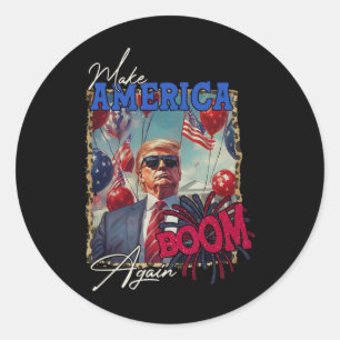 Donald Trump Patriottisch Vuurwerk Maakt 4 juli B Ronde Sticker