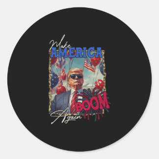 Donald Trump Patriottisch Vuurwerk Maakt 4 juli B Ronde Sticker