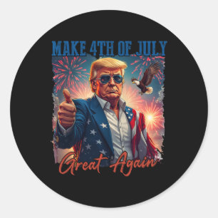 Donald Trump Patriottisch Vuurwerk Maakt 4 juli G Ronde Sticker