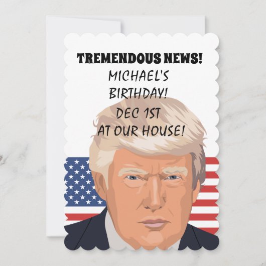 DONALD TRUMP PERSONALIZED BIRTHDAY INVITATIONS KAART (Voorkant)