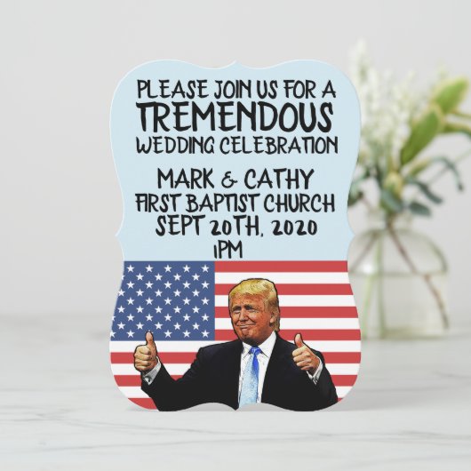 DONALD TRUMP PERSONALIZED WEDDING INVITATIONS KAART (Staand voorkant)