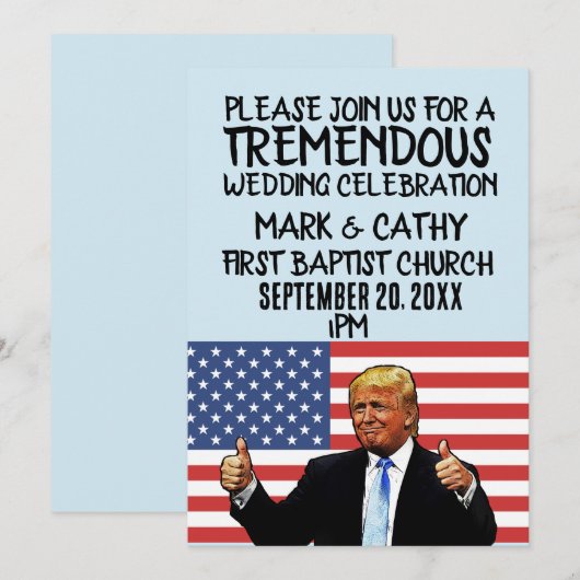 DONALD TRUMP PERSONALIZED WEDDING INVITATIONS KAART (Voorkant / Achterkant)