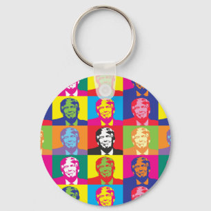 Donald Trump Pop Art Button Sleutelhanger