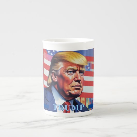 Donald Trump Pop Kunst Porselein Kop (Voorkant)