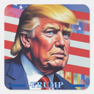 Donald Trump Pop Kunst Vierkante Sticker