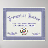 Donald Trump Preemptive Pardon Certification Funny Poster (Voorkant)
