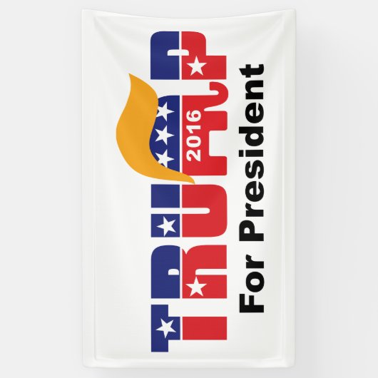 Donald Trump President 2016 GOP Elephant Hair Logo Spandoek (Verticaal)