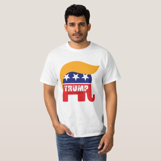 Donald Trump President 2016 GOP Elephant Hair Logo T-shirt (Voorkant volledig)