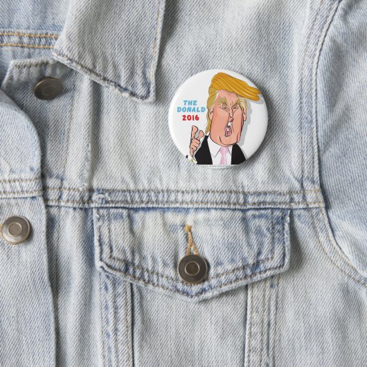 Donald Trump President 2016 Karikatuur Button (In situ)