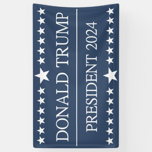 Donald Trump President 2024 Bold Blue Spandoek (Verticaal)