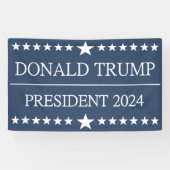 Donald Trump President 2024 Bold Blue Spandoek (Horizontaal)