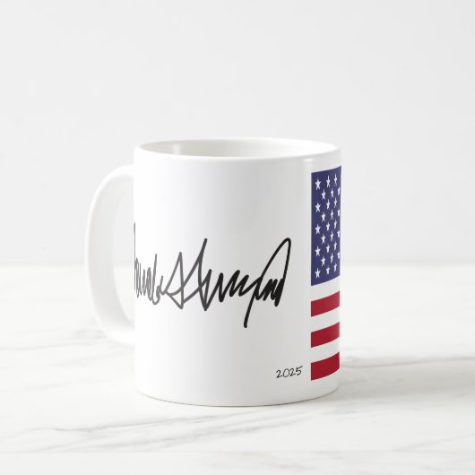 Donald Trump President 2025 Autograph Koffiemok (Voorkant links)