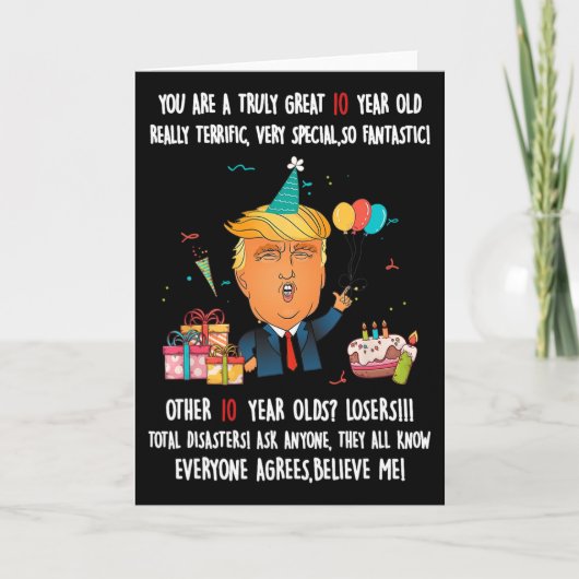 Donald Trump President Funny 10th Birthday Trump B Kaart (Voorkant)