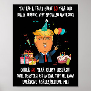 Donald Trump President Grappig 60ste Verjaardag Tr Poster