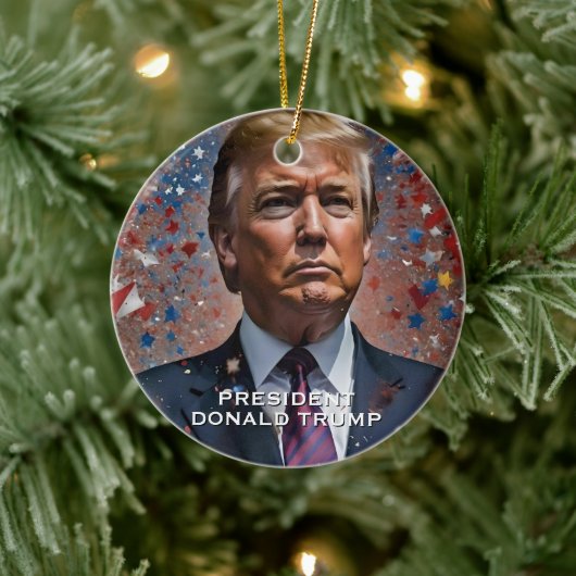 Donald Trump President Modern Portrait Keramisch Ornament (Boom)