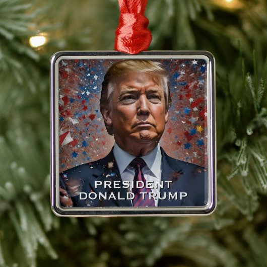 Donald Trump President Modern Portrait Metalen Ornament (Boom)