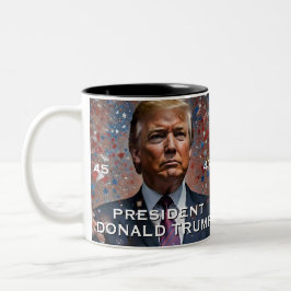 Donald Trump President Modern Portrait Tweekleurige Koffiemok