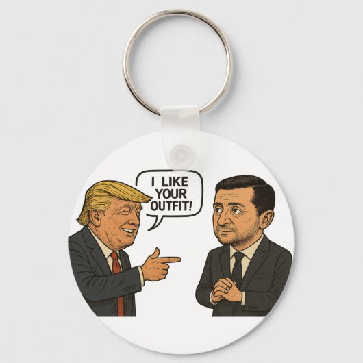 Donald Trump prijst Zelensky's formele pak Sleutelhanger (Voorkant)