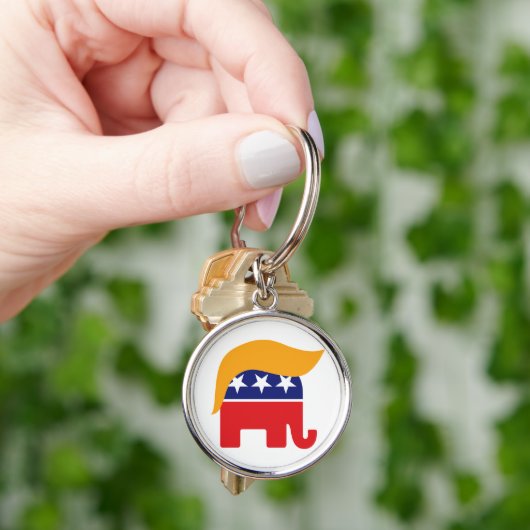 Donald Trump Republican Elephant Hair Logo Sleutelhanger (Hand)