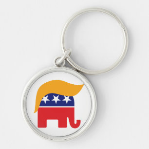 Donald Trump Republican Elephant Hair Logo Sleutelhanger