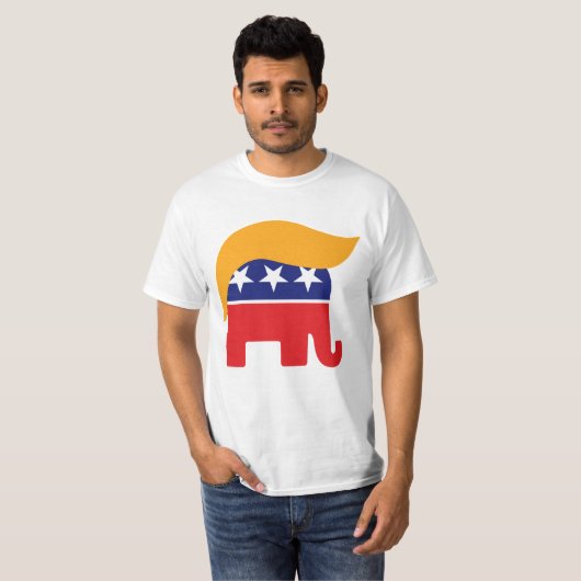 Donald Trump Republican Elephant Hair Logo T-shirt (Voorkant volledig)