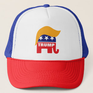 Donald Trump Republican Elephant Hair Logo Trucker Pet