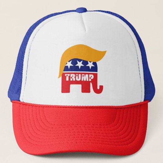 Donald Trump Republican GOP Elephant Hair Logo Trucker Pet (Voorkant)