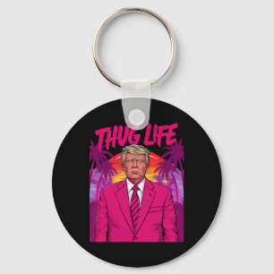 Donald Trump Retro Vintage Sfeer Roze Grappige Kun Sleutelhanger