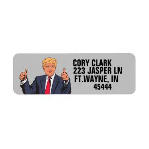 DONALD TRUMP RETURN ADRES ETIKETTERS ETIKET