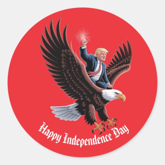 Donald Trump Rijden Patriottische Adelaar Art Cust Ronde Sticker (Voorkant)