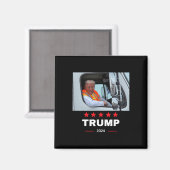Donald Trump rijdt in vuilniswagen Magneet (Voorkant / Achterkant)