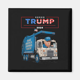 Donald Trump rijdt in vuilniswagen Shirt vuilnis Magneet