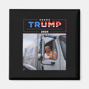 Donald Trump rijdt in vuilniswagen Shirt vuilnis Magneet