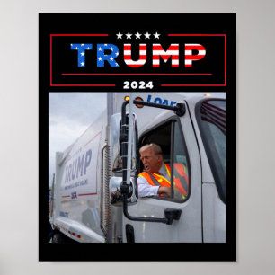 Donald Trump rijdt in vuilniswagen Shirt vuilnis Poster