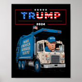 Donald Trump rijdt in vuilniswagen Shirt vuilnis Poster (Voorkant)
