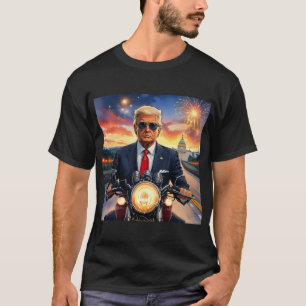 Donald Trump rijdt motorfiets US Capitol Vuurwerk T-shirt