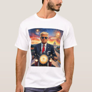 Donald Trump rijdt motorfiets US Capitol Vuurwerk T-shirt