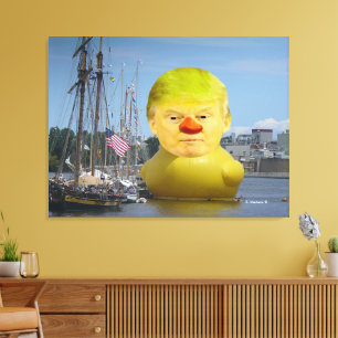 Donald Trump Rubber Gele Eend Ingepakte Canvas Afdruk