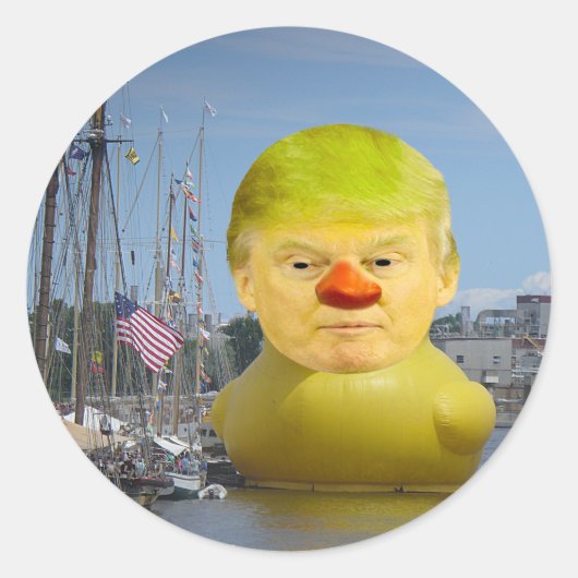 Donald Trump Rubber Gele Eend Ronde Sticker (Voorkant)
