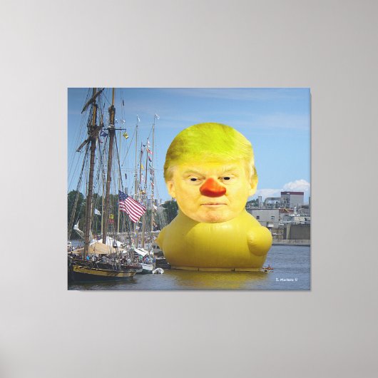 Donald Trump Rubber Gele Eend Verpakt Canvas Afdruk (Voorkant)